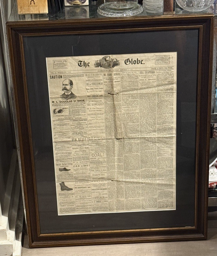 RARE Original 1888 Newspaper JACK THE RIPPER “WHITEChAPEL FIEND" FRAMED 25"x31"