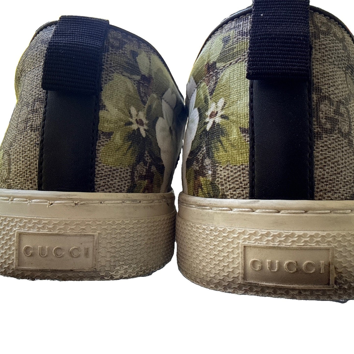 Gucci 407362 GG Supreme Blooms Green Slip On Sneakers Shoes Men 9G Fit US 10 Box