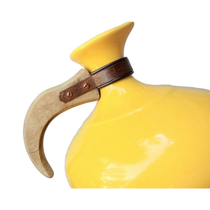 Vintage Bauer Pottery Plainware Yellow Coffee Carafe Pitcher Wood Handle Lid MCM