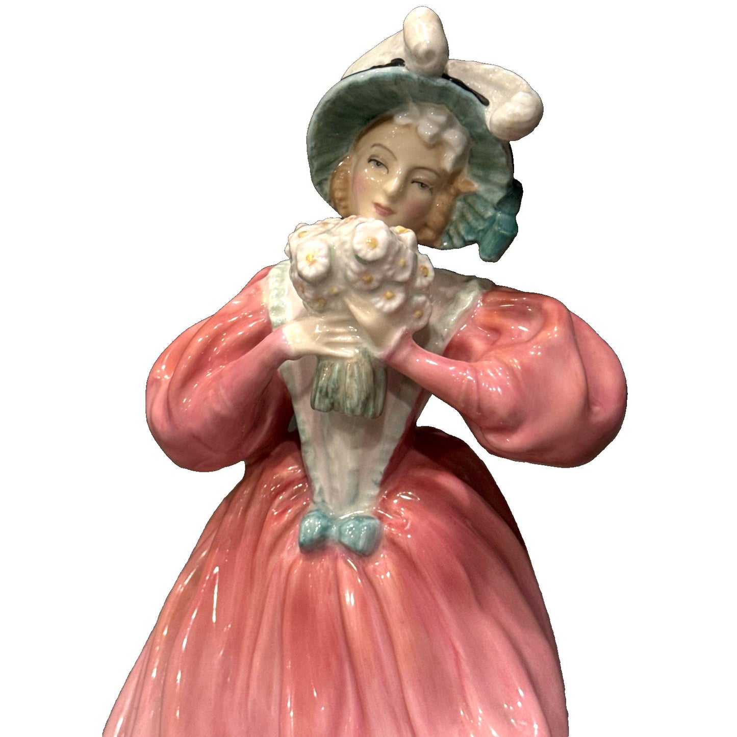 Vintage Royal Doulton Marguerite HN 1928 Figurine 1940s Retired Pink Dress