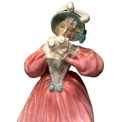 Vintage Royal Doulton Marguerite HN 1928 Figurine 1940s Retired Pink Dress