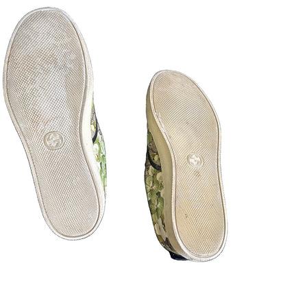 Gucci 407362 GG Supreme Blooms Green Slip On Sneakers Shoes Men 9G Fit US 10 Box