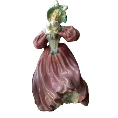 Vintage Royal Doulton Marguerite HN 1928 Figurine 1940s Retired Pink Dress