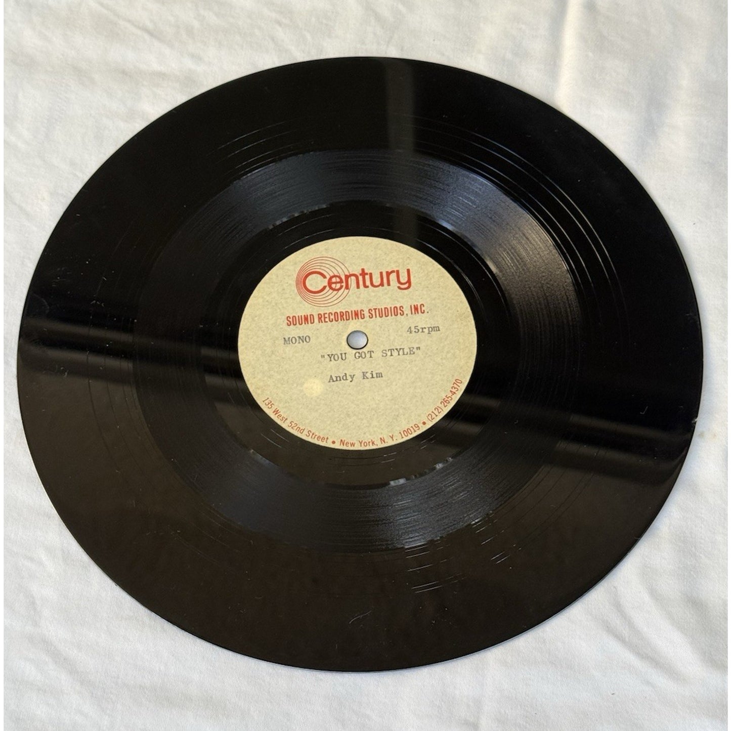 Andy Kim You Girl 1969 Acetate Test Pressing 45 RPM Sound Studios Jeff Barry