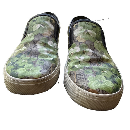 Gucci 407362 GG Supreme Blooms Green Slip On Sneakers Shoes Men 9G Fit US 10 Box