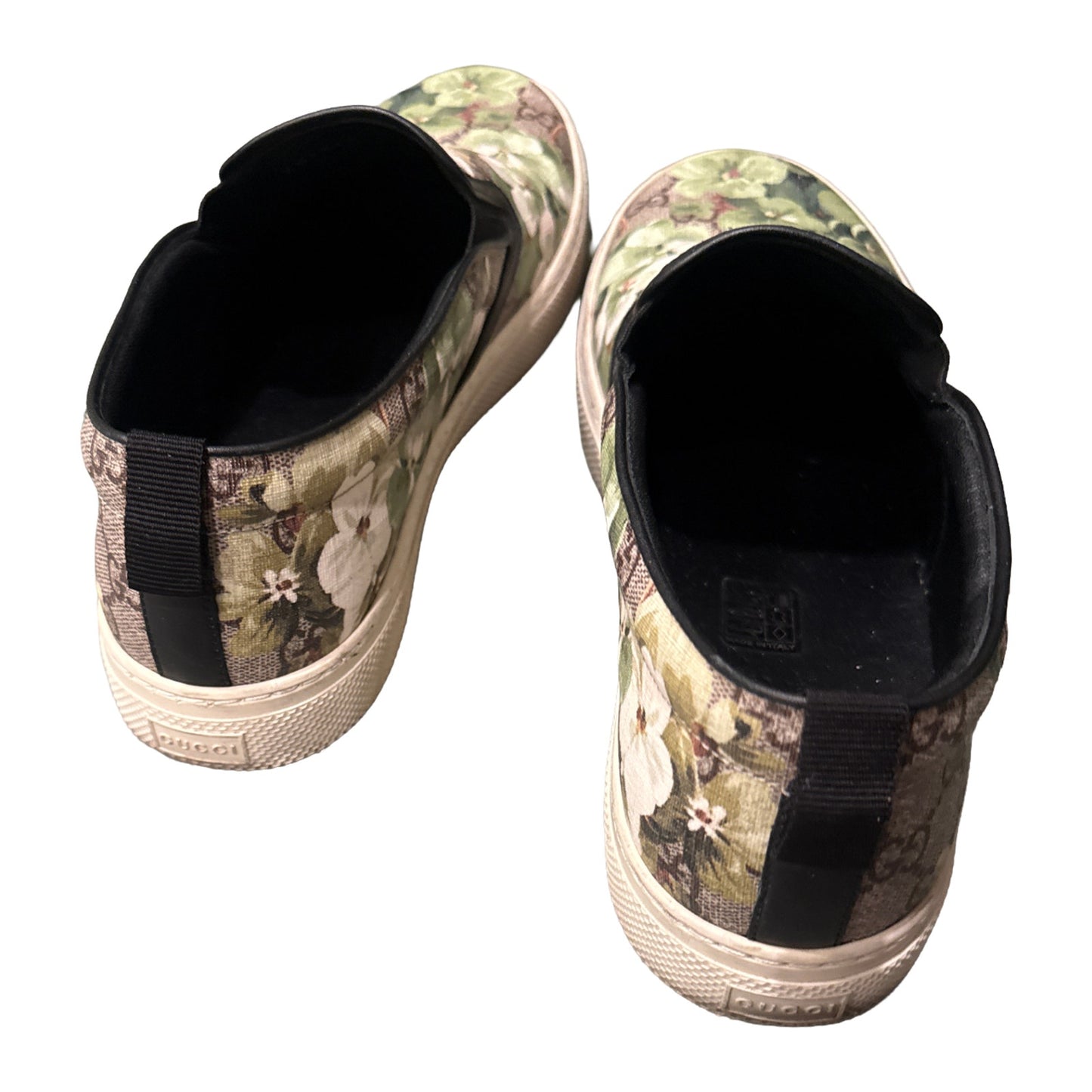 Gucci 407362 GG Supreme Blooms Green Slip On Sneakers Shoes Men 9G Fit US 10 Box
