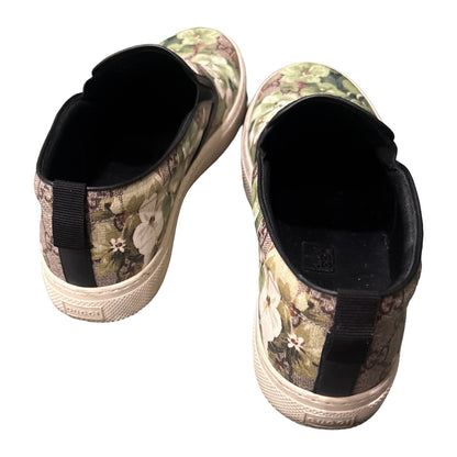Gucci 407362 GG Supreme Blooms Green Slip On Sneakers Shoes Men 9G Fit US 10 Box