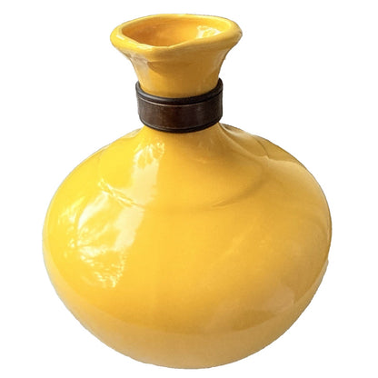 Vintage Bauer Pottery Plainware Yellow Coffee Carafe Pitcher Wood Handle Lid MCM
