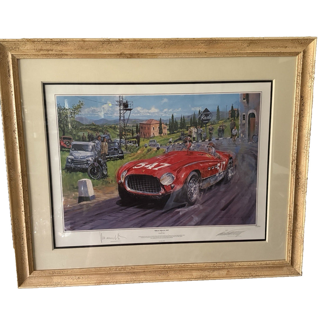 NICHOLAS WATTS Mille Miglia 1953 Ferrari 340 MM Marzotto Signed Framed 93/500