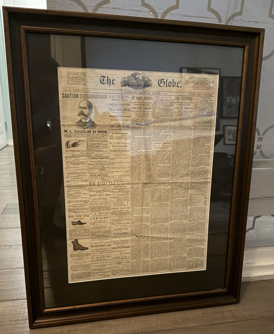 RARE Original 1888 Newspaper JACK THE RIPPER “WHITEChAPEL FIEND" FRAMED 25"x31"