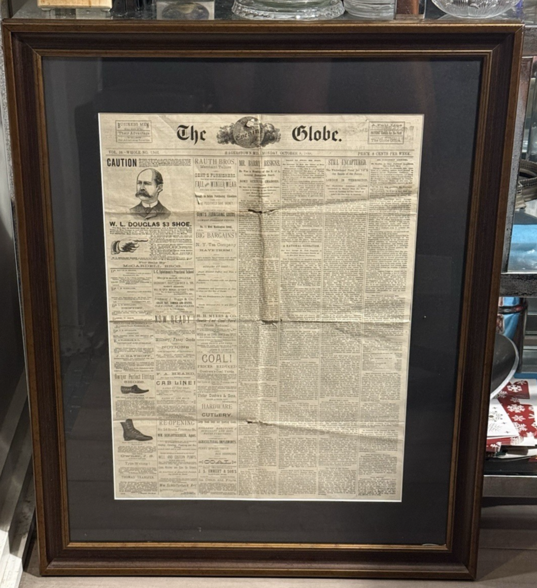RARE Original 1888 Newspaper JACK THE RIPPER “WHITEChAPEL FIEND" FRAMED 25"x31"