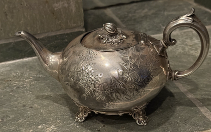 ANTIQUE Victorian James Dixon & Sons Sheffield Silver Plate EPBM Teapot Ornate
