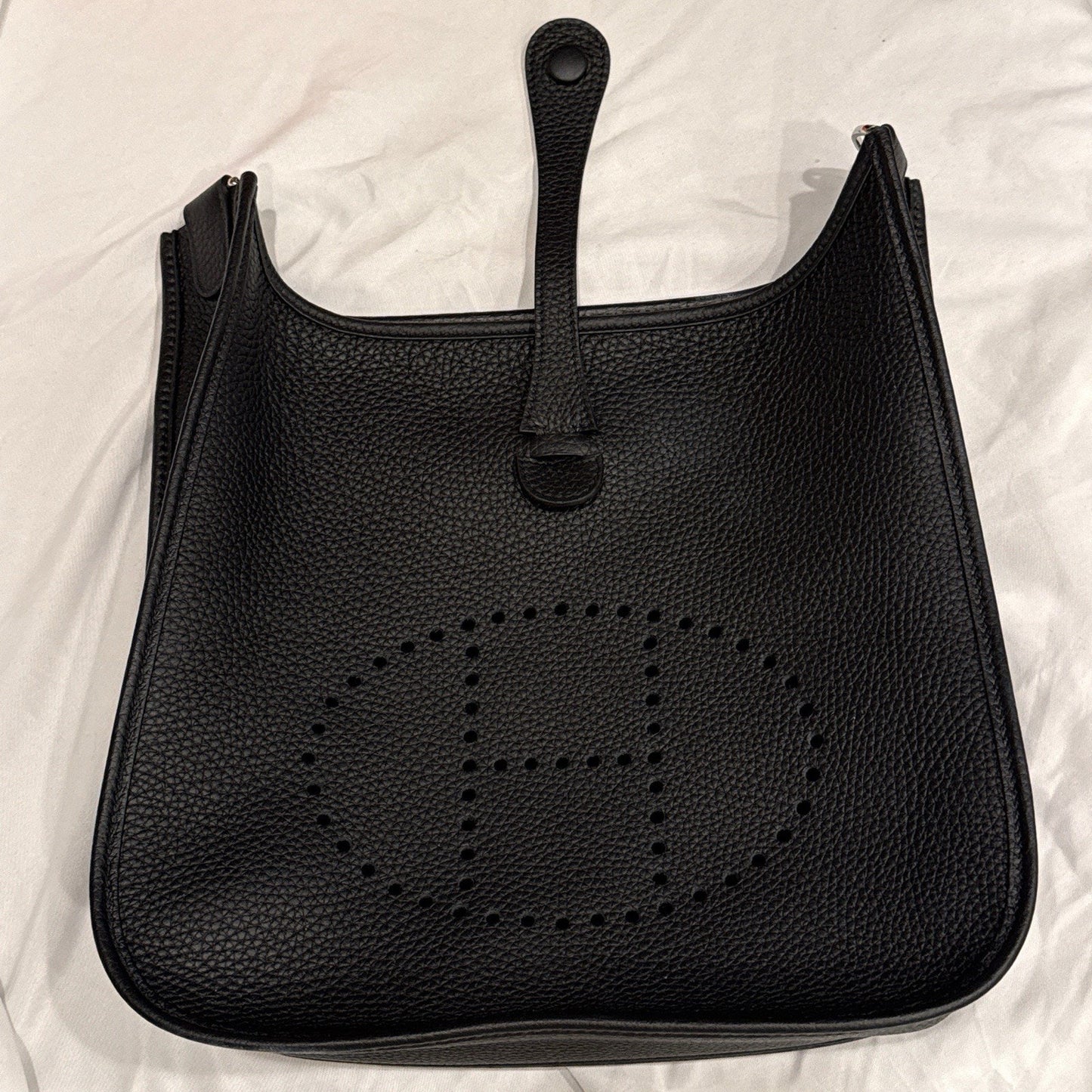 Hermes Evelyne III 29 PM Noir Black Clemence Leather Bag Palladium PHW COA