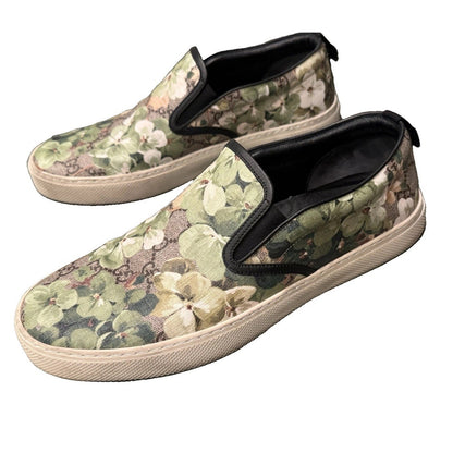 Gucci 407362 GG Supreme Blooms Green Slip On Sneakers Shoes Men 9G Fit US 10 Box