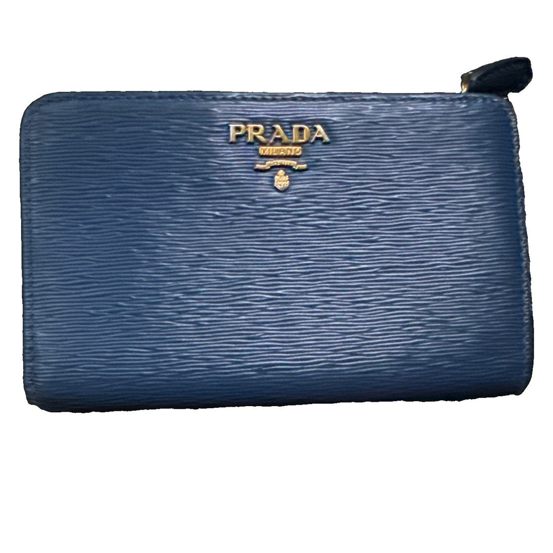 Prada 1ML225 Bluette Vitello Move Leather Medium Bifold French Wallet No Box