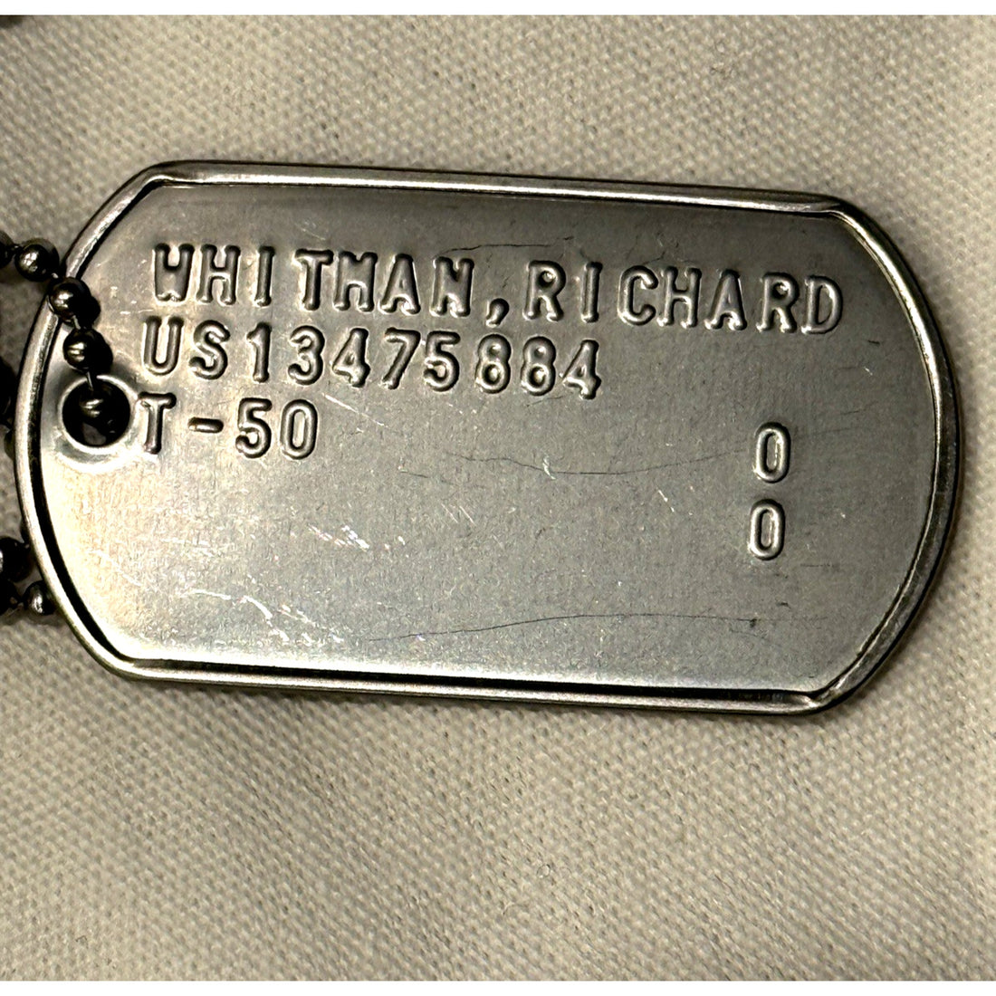 Mad Men Don Draper Dick Whitman Screen Used Prop Dog Tag Jon Hamm Identity COA