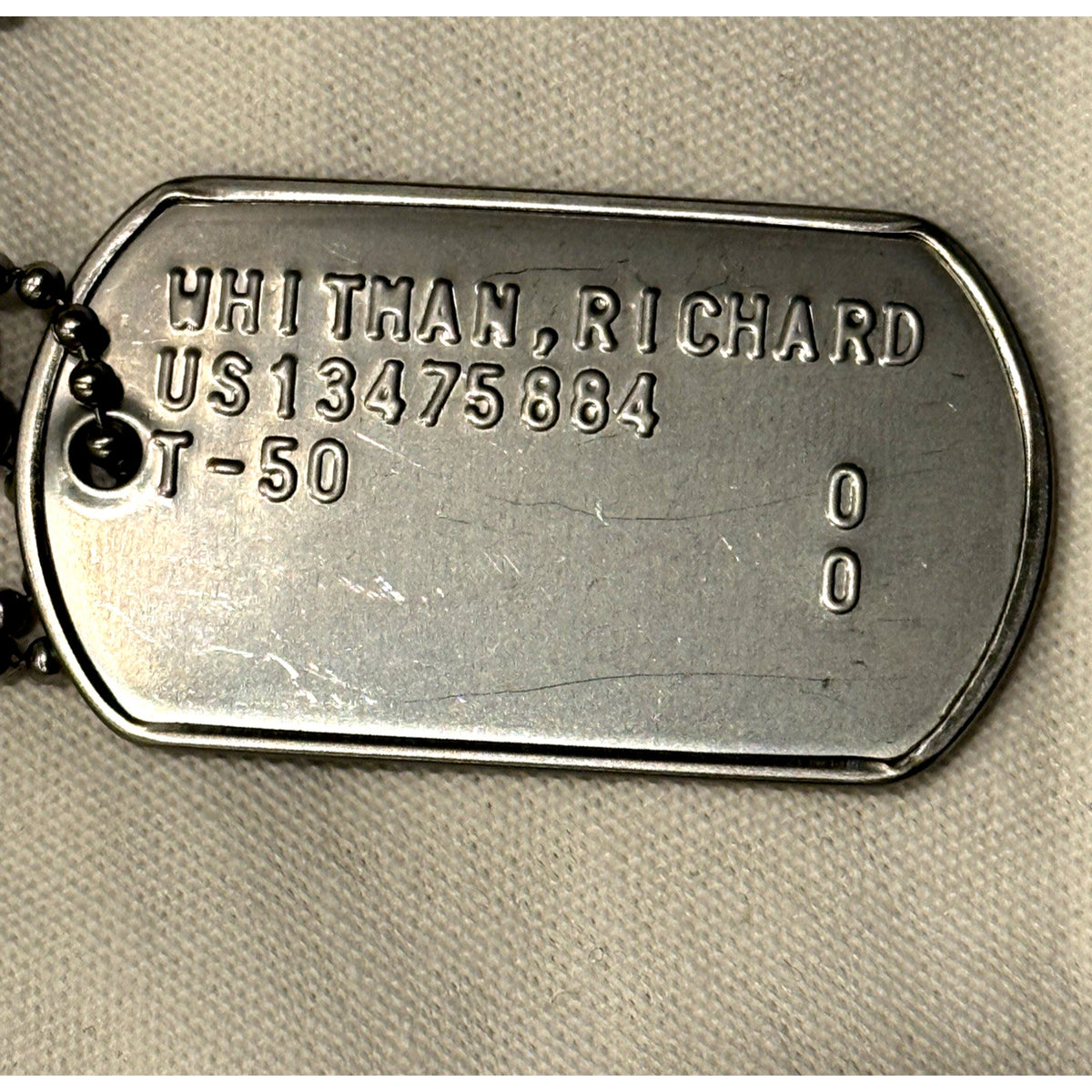Mad Men Don Draper Dick Whitman Screen Used Prop Dog Tag Jon Hamm Identity COA