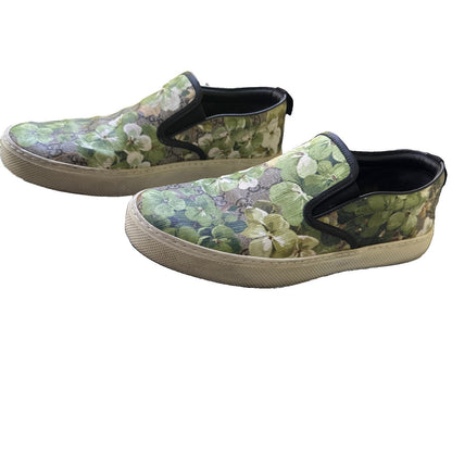 Gucci 407362 GG Supreme Blooms Green Slip On Sneakers Shoes Men 9G Fit US 10 Box