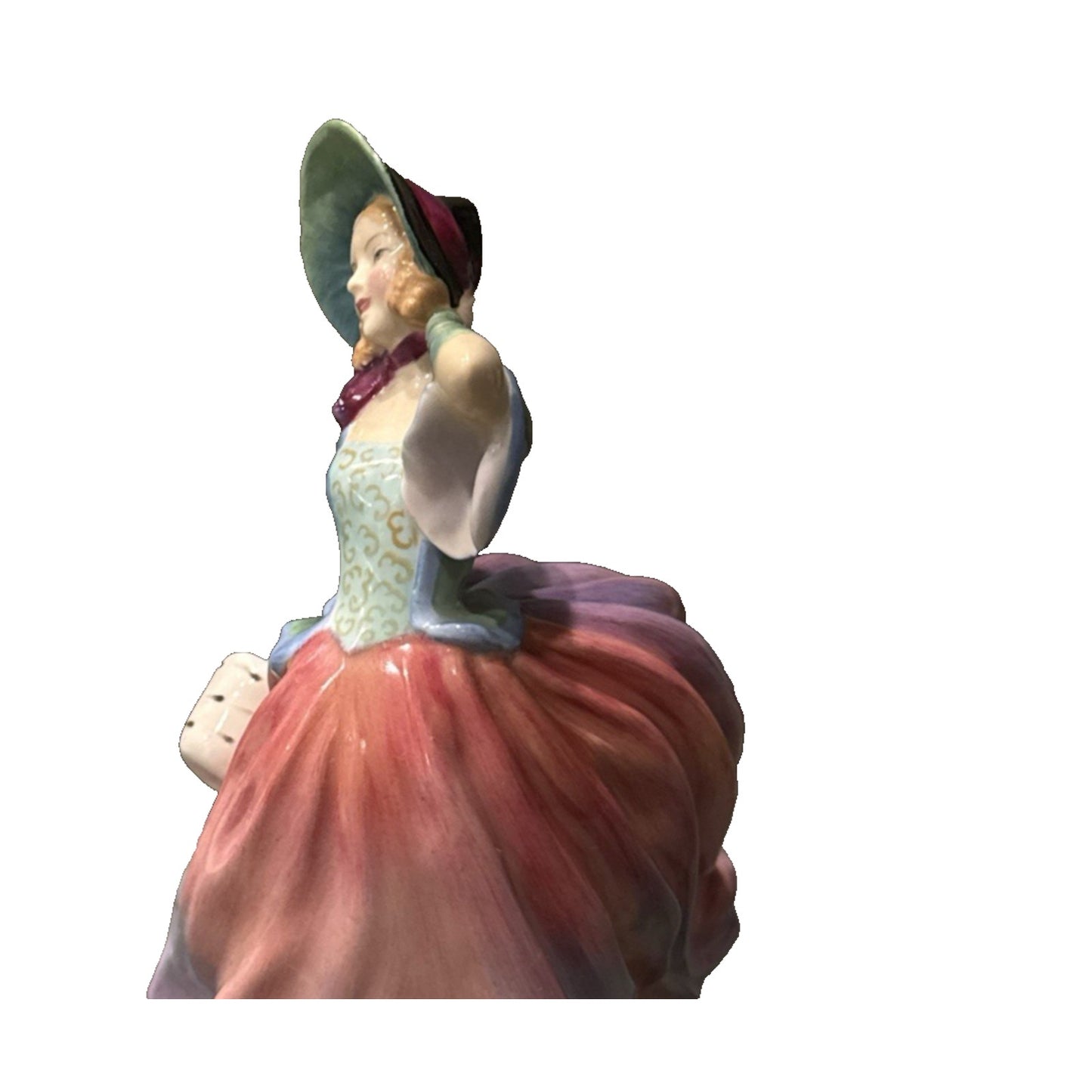 Vintage Royal Doulton Autumn Breezes HN 1911 Figurine c. 1939-1955 Pink Dress