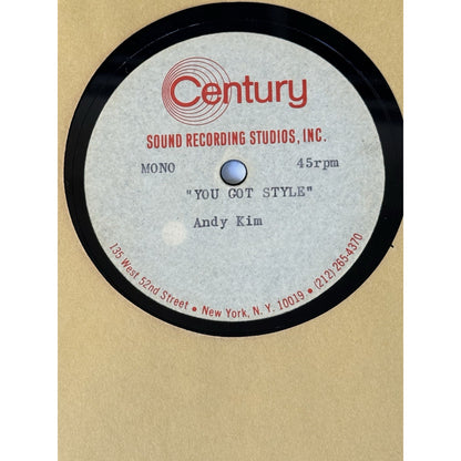 Andy Kim You Girl 1969 Acetate Test Pressing 45 RPM Sound Studios Jeff Barry