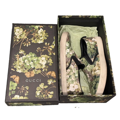 Gucci 407362 GG Supreme Blooms Green Slip On Sneakers Shoes Men 9G Fit US 10 Box