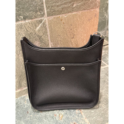 Hermes Evelyne III 29 PM Noir Black Clemence Leather Bag Palladium PHW COA