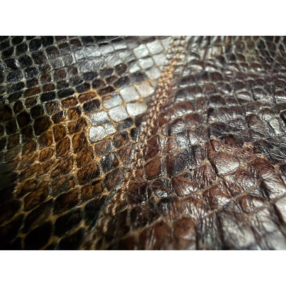 Looky by Caster Snakeskin Embossed Leather Boots Womens 7.5 Brown Spain Vintage