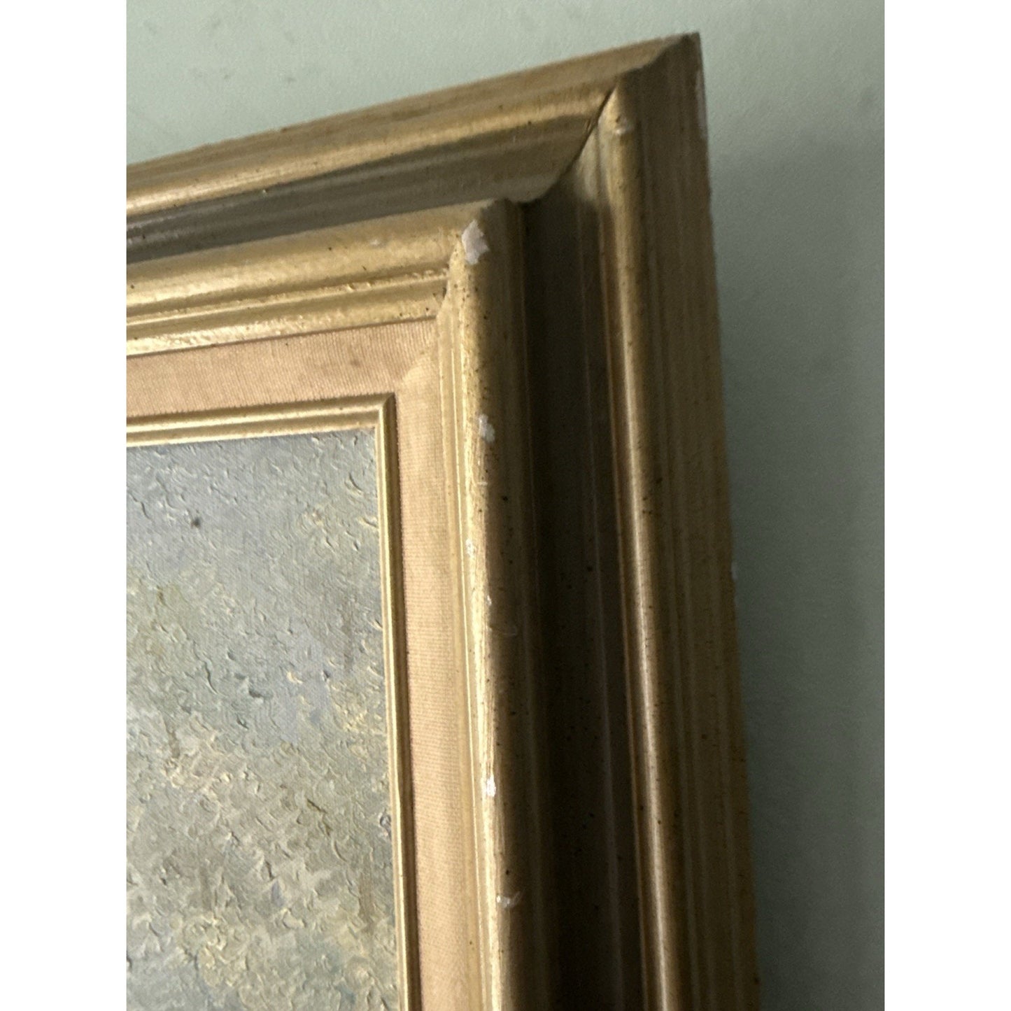 Vintage DuBois Oil Painting Lady by Lake Sailboats French Provincial Frame 22x26