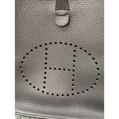 Hermes Evelyne III 29 PM Noir Black Clemence Leather Bag Palladium PHW COA