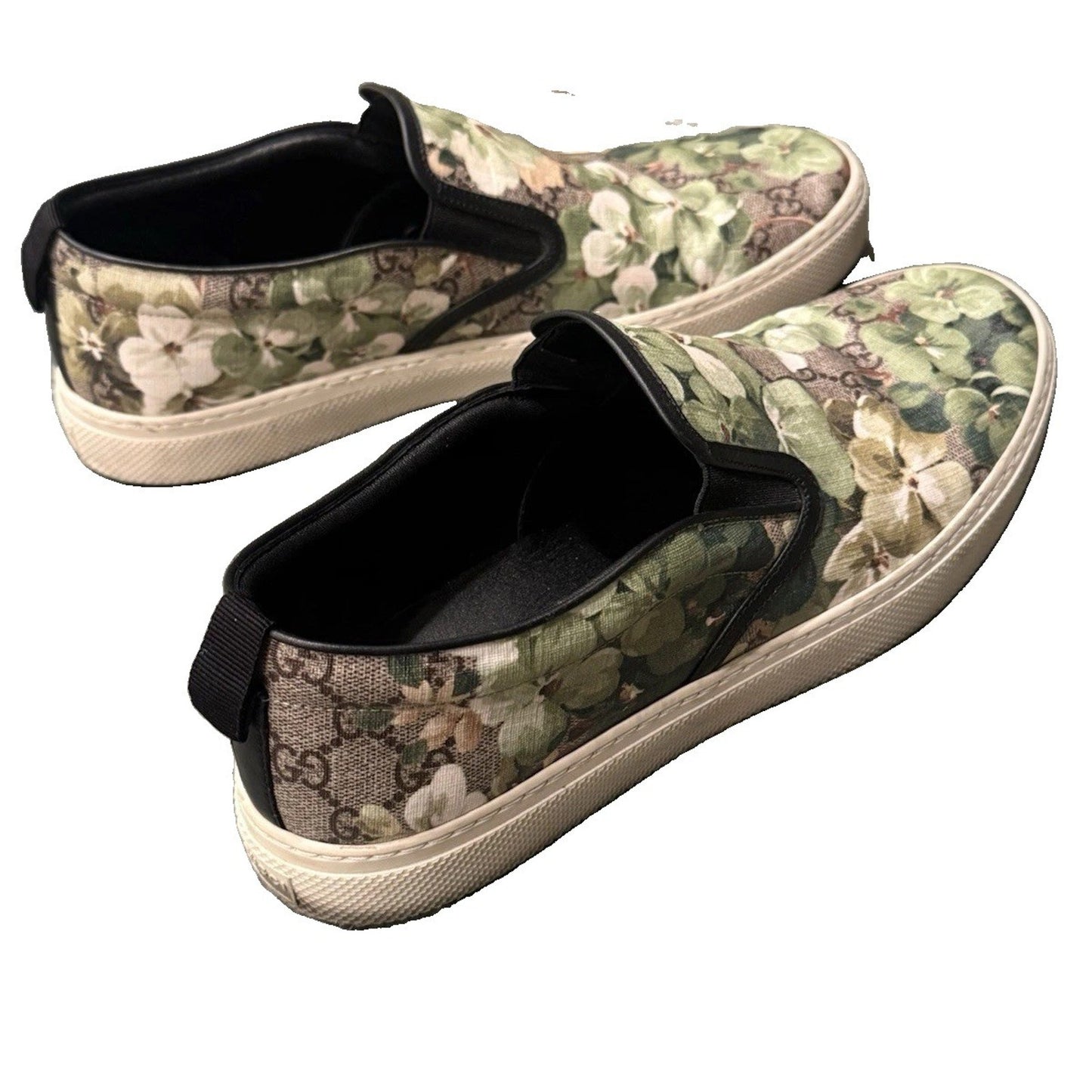 Gucci 407362 GG Supreme Blooms Green Slip On Sneakers Shoes Men 9G Fit US 10 Box