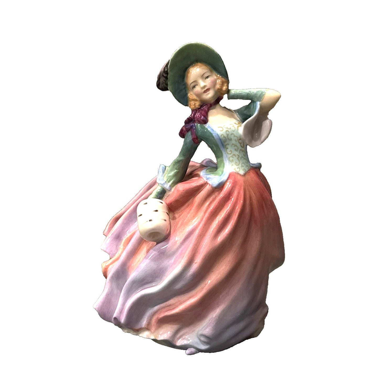 Vintage Royal Doulton Autumn Breezes HN 1911 Figurine c. 1939-1955 Pink Dress