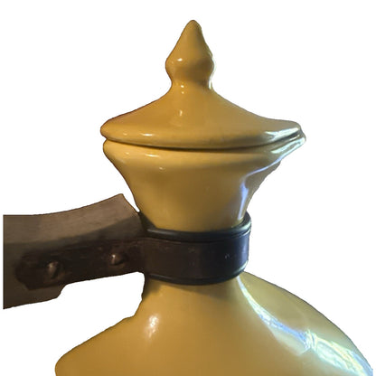 Vintage Bauer Pottery Plainware Yellow Coffee Carafe Pitcher Wood Handle Lid MCM