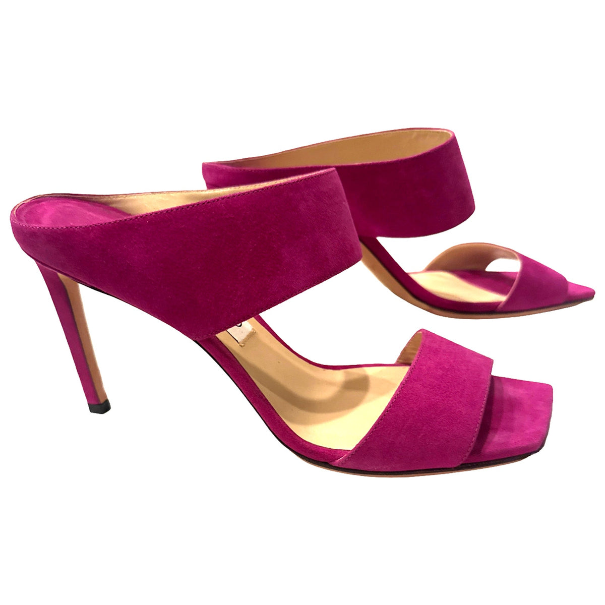 Jimmy Choo Hira 85 Mules Sandals Women's Shoes Size 41 Magenta Suede Stiletto