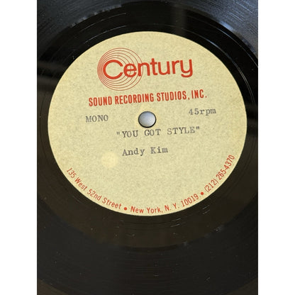 Andy Kim You Girl 1969 Acetate Test Pressing 45 RPM Sound Studios Jeff Barry