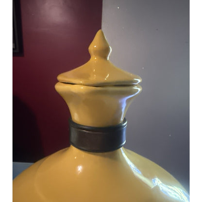 Vintage Bauer Pottery Plainware Yellow Coffee Carafe Pitcher Wood Handle Lid MCM