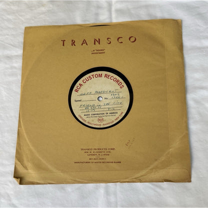 Jeff Barry Ent Friend in the City 1969 Acetate Test Pressing 45 RPM RCA Custom
